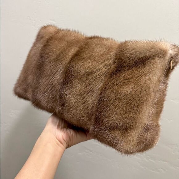 Natural Mink Fur Soft Slouchy Bag/Shoulder Bag/Crossbody & Fur Flower Bag Charm - Picture 11 of 16